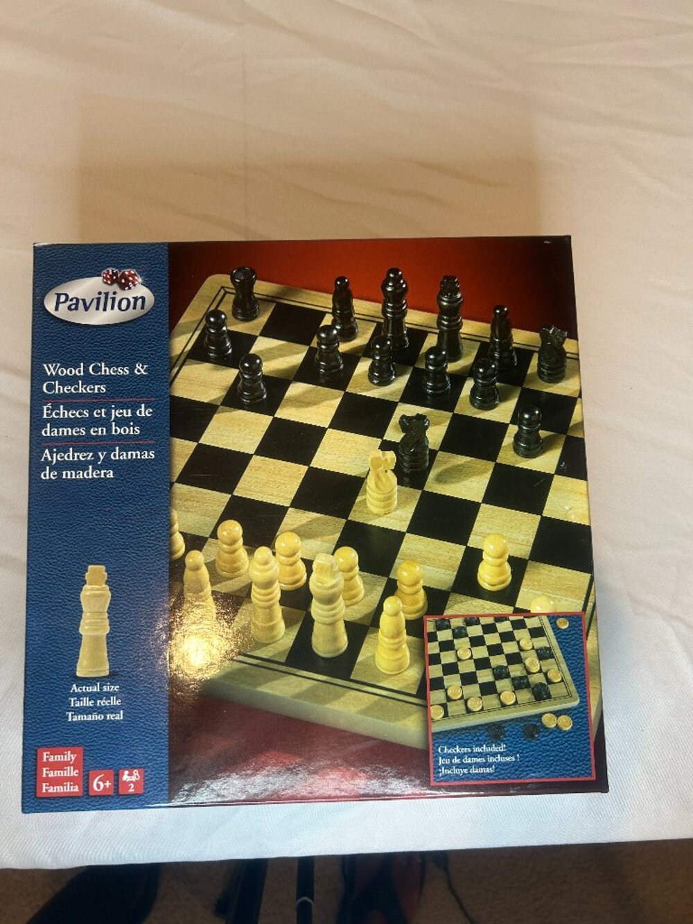 Pavilion Wood Chess & Checkers Family Board Game Ages 6+
